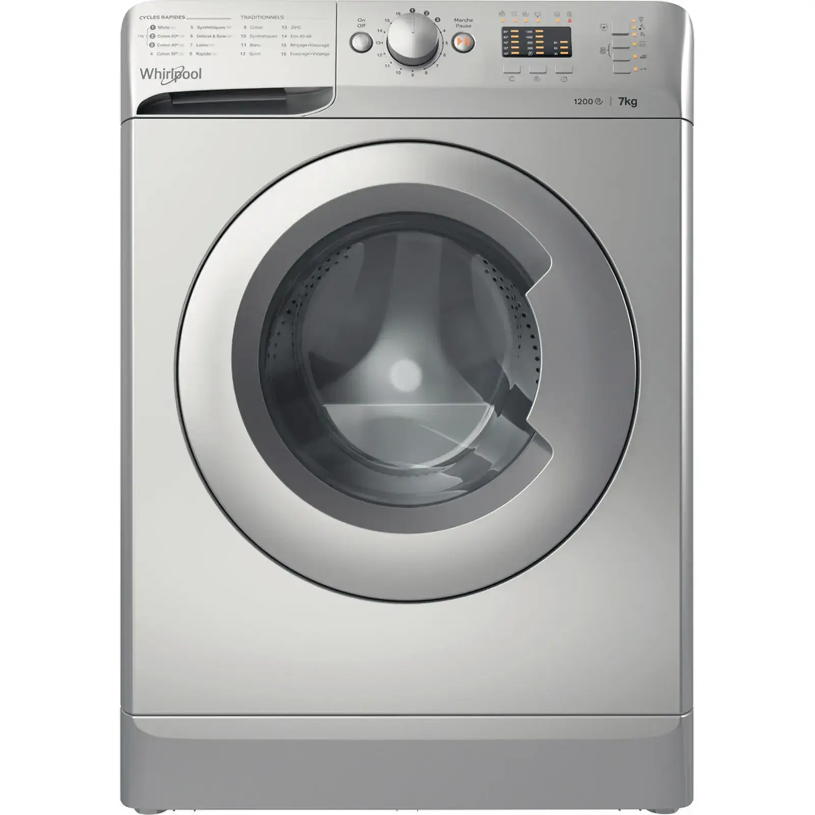 bbae64e4-cbfd-4862-a5f8-fb4aa098eb41 MACHINE A LAVER WHIRLPOOL FRONTALE 7 KG 1200T SILVER – Image 1