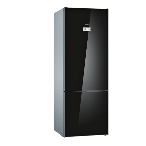 refrigerateur-bosch-combine-a-559l-verre-noir Bosch Réfrigérateur‑Congélateur Pose‑Libre Série 6 – 559 L XXL, Total No Frost, Vitafresh, 193×70 cm – KGN56LB31U – Image 1